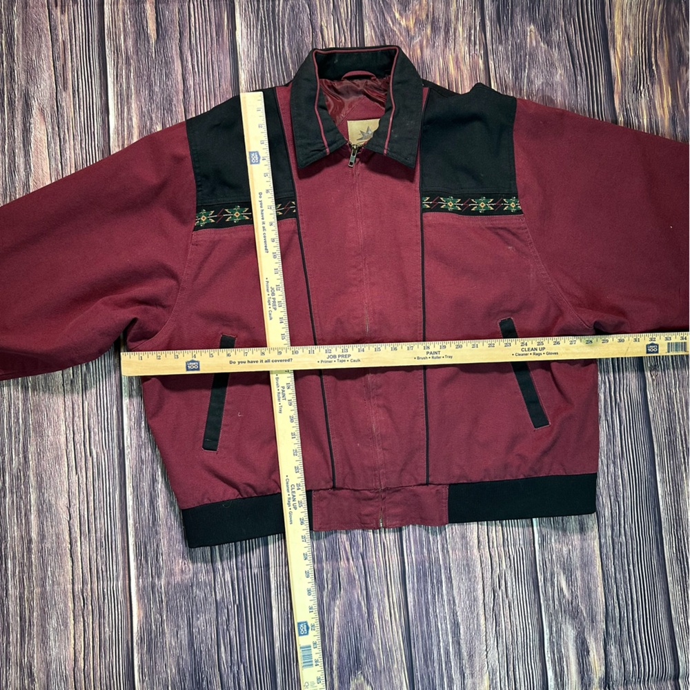 Vintage Canyon Guide Outfitters Aztec Southwestern Bomber Jacket Maroon 2XL - Picture 10 of 10